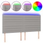 vidaXL Κεφαλάρι Κρεβατιού LED Ανοιχτό Γκρι 160x5x118/128εκ. Υφασμάτινο