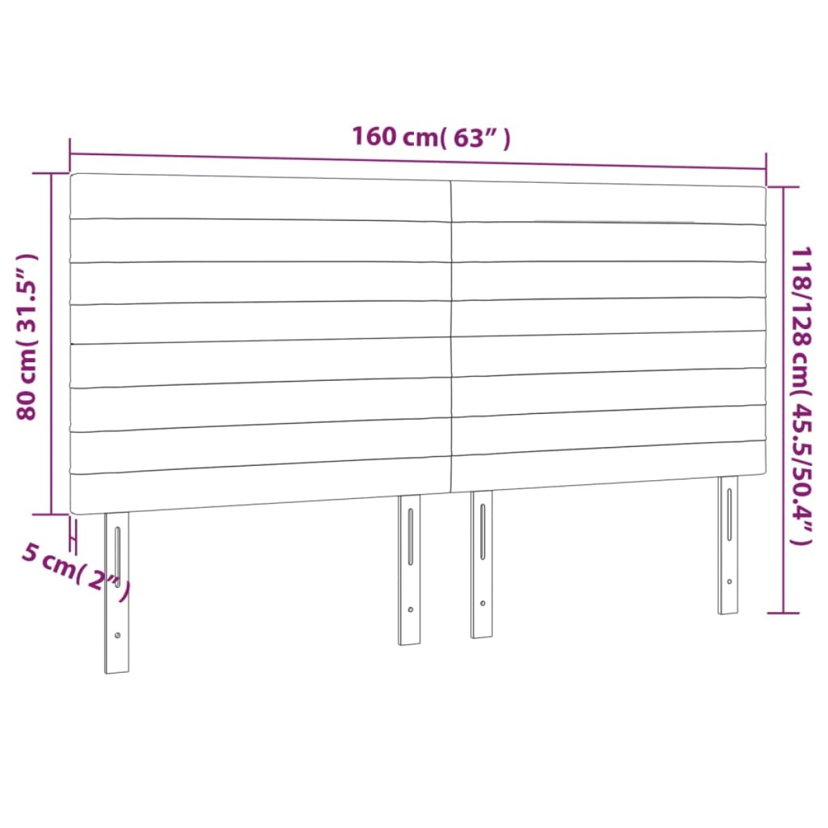 vidaXL Κεφαλάρι Κρεβατιού LED Ανοιχτό Γκρι 160x5x118/128εκ. Υφασμάτινο