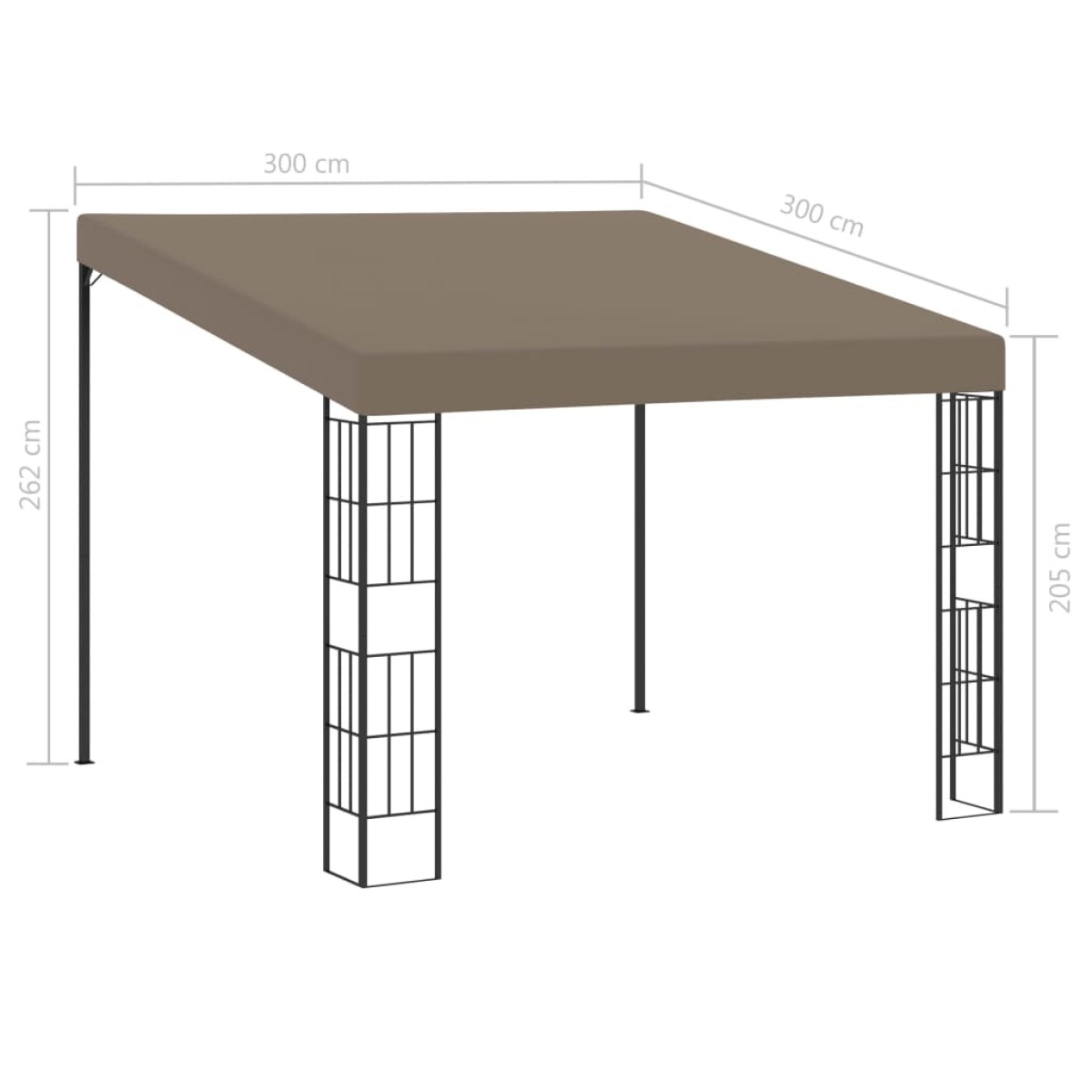 vidaXL Κιόσκι Επιτοίχιο Taupe 3 x 3 μ. Υφασμάτινο