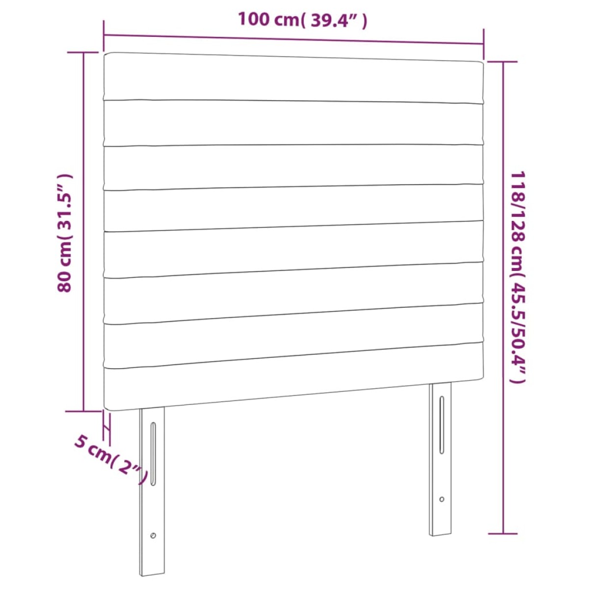 vidaXL Κεφαλάρι Κρεβατιού LED Μαύρο 100x5x118/128 εκ. Βελούδινο
