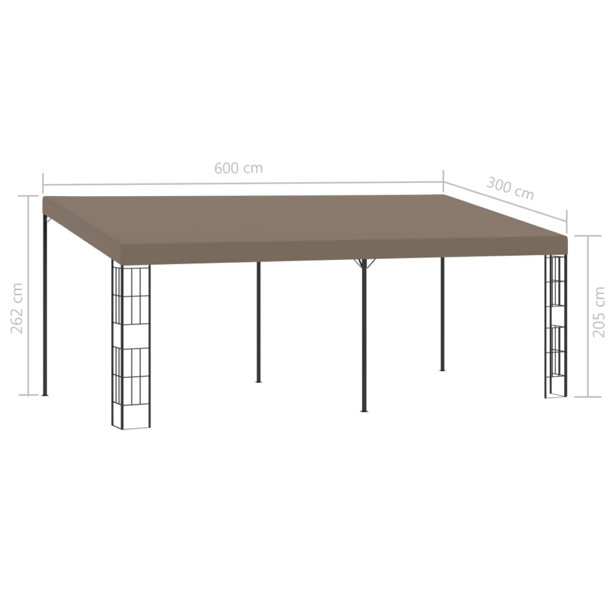 vidaXL Κιόσκι Επιτοίχιο Taupe 6 x 3 μ. Υφασμάτινο