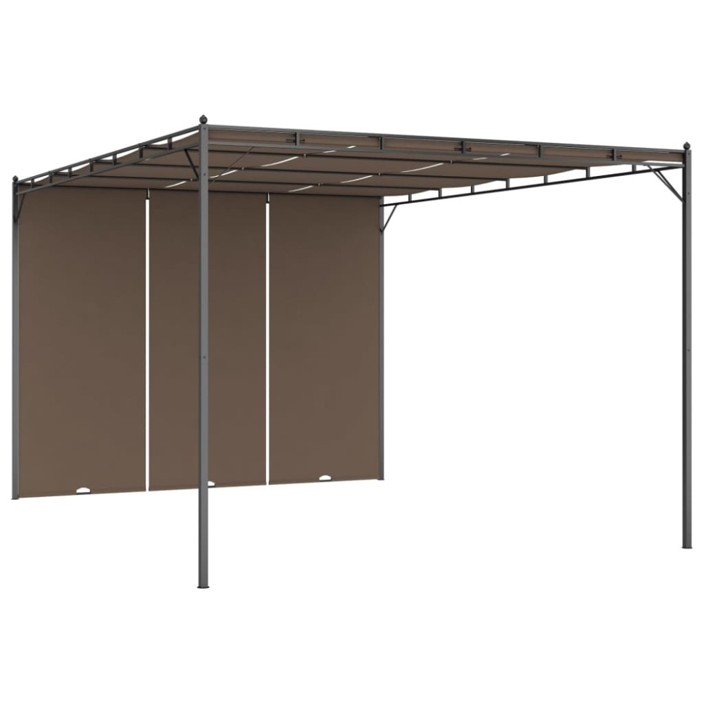 vidaXL Κιόσκι Κήπου Taupe 4 x 3 x 2,25 μ. με Πλαϊνή Κουρτίνα
