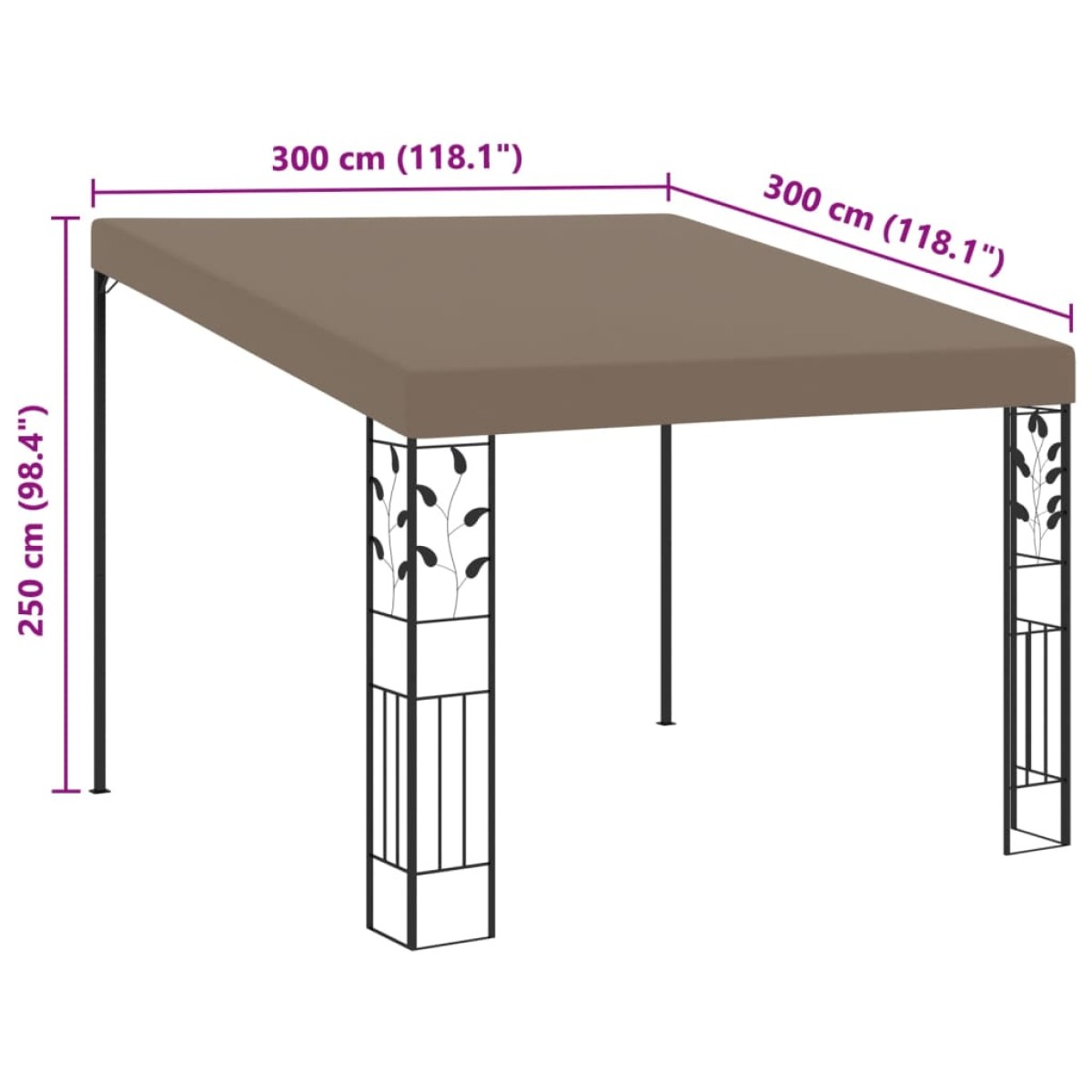 vidaXL Κιόσκι Επιτοίχιο Taupe 3 x 3 x 2,5 μ.