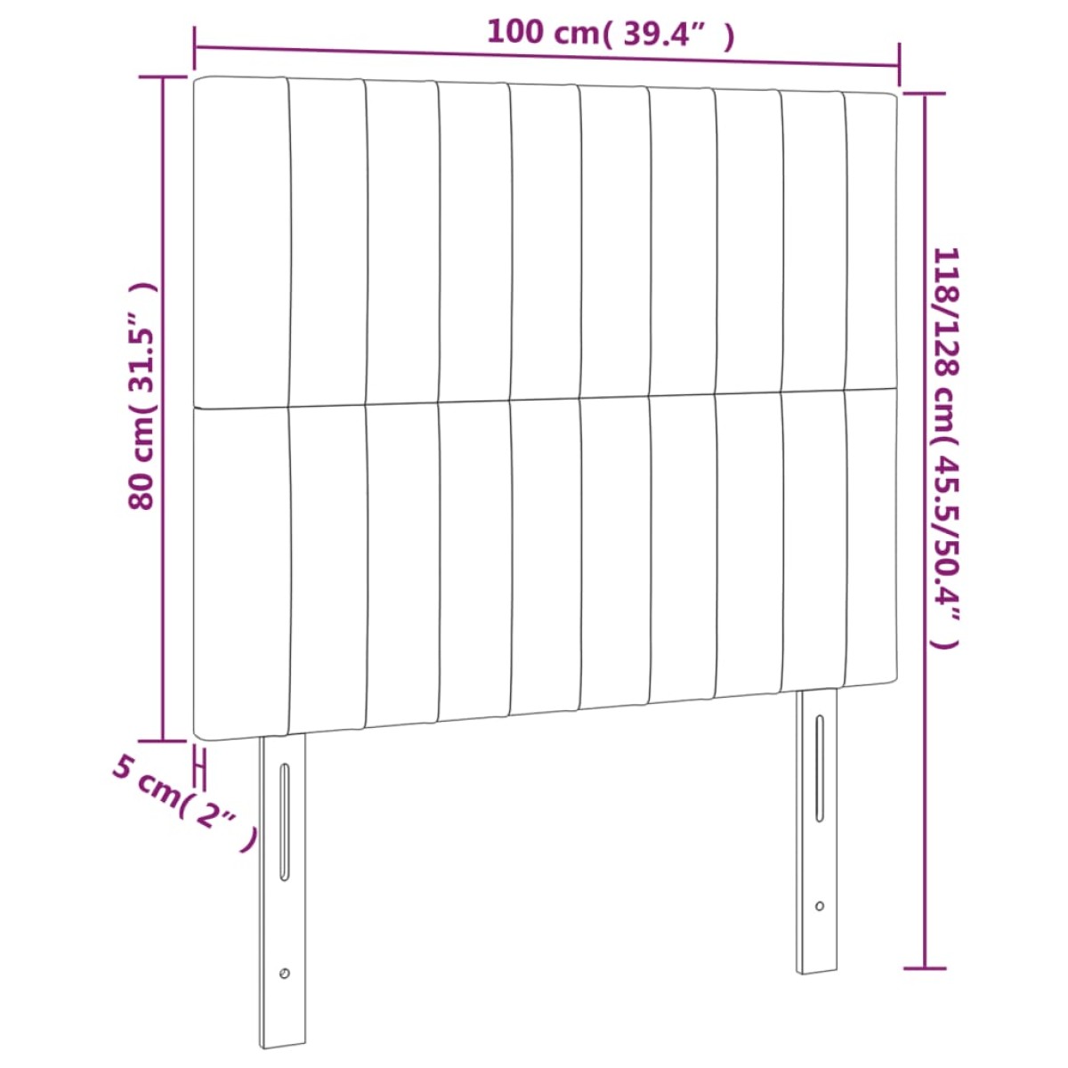 vidaXL Κεφαλάρι Κρεβατιού LED Ροζ 100x5x118/128 εκ. Βελούδινο