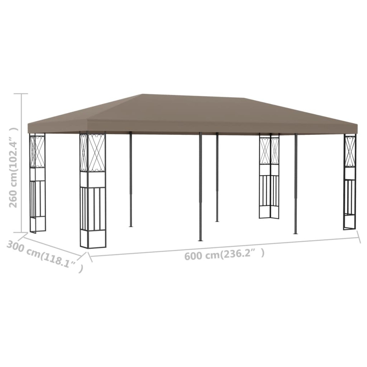 vidaXL Κιόσκι Taupe 6 x 3 μ. Ύφασμάτινο