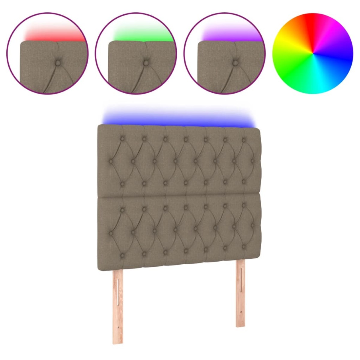 vidaXL Κεφαλάρι Κρεβατιού LED Taupe 90x7x118/128 εκ. Υφασμάτινο