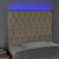 vidaXL Κεφαλάρι Κρεβατιού LED Κρεμ 90x7x118/128εκ. Υφασμάτινο