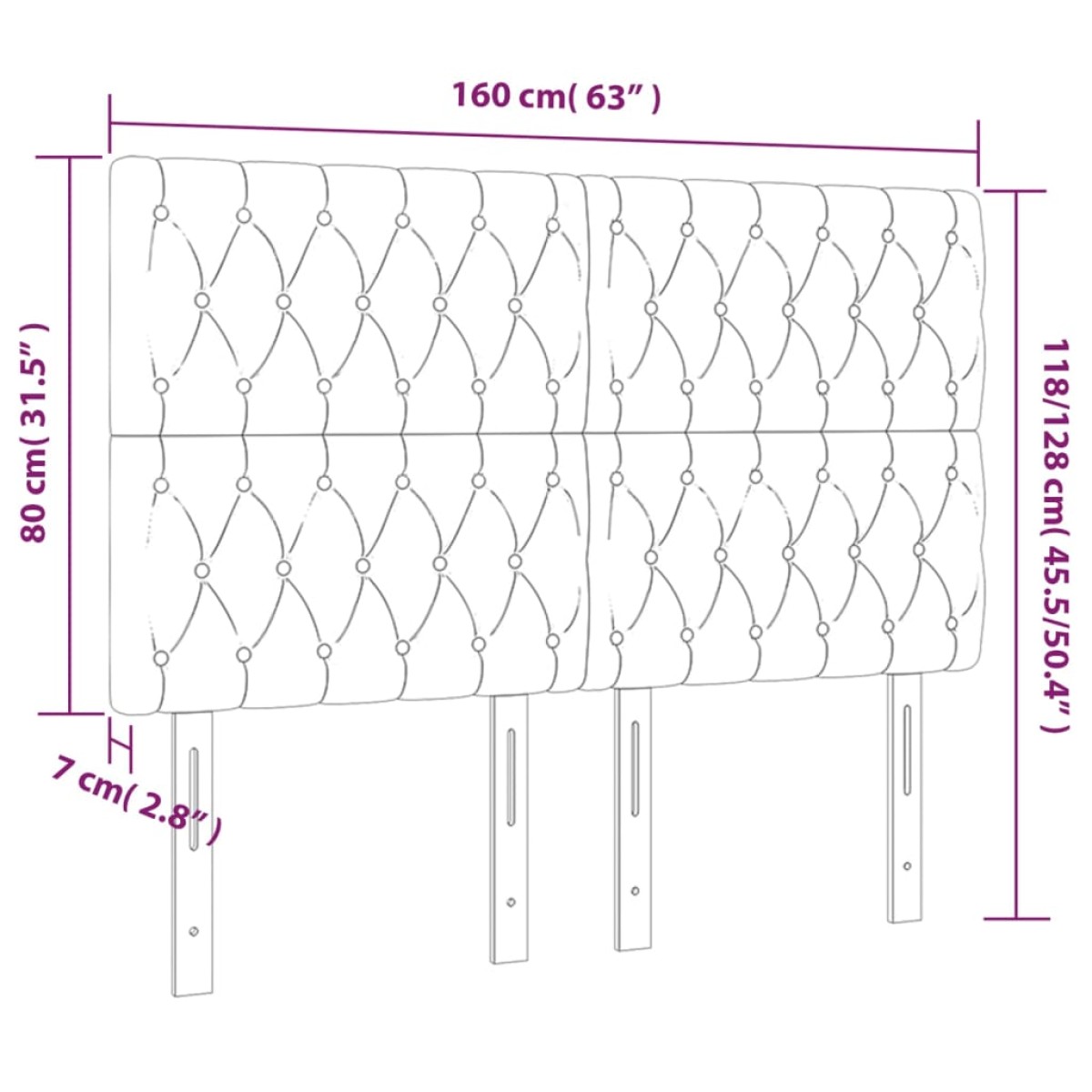 vidaXL Κεφαλάρι Κρεβατιού LED Ανοιχτό Γκρι 160x7x118/128εκ. Υφασμάτινο