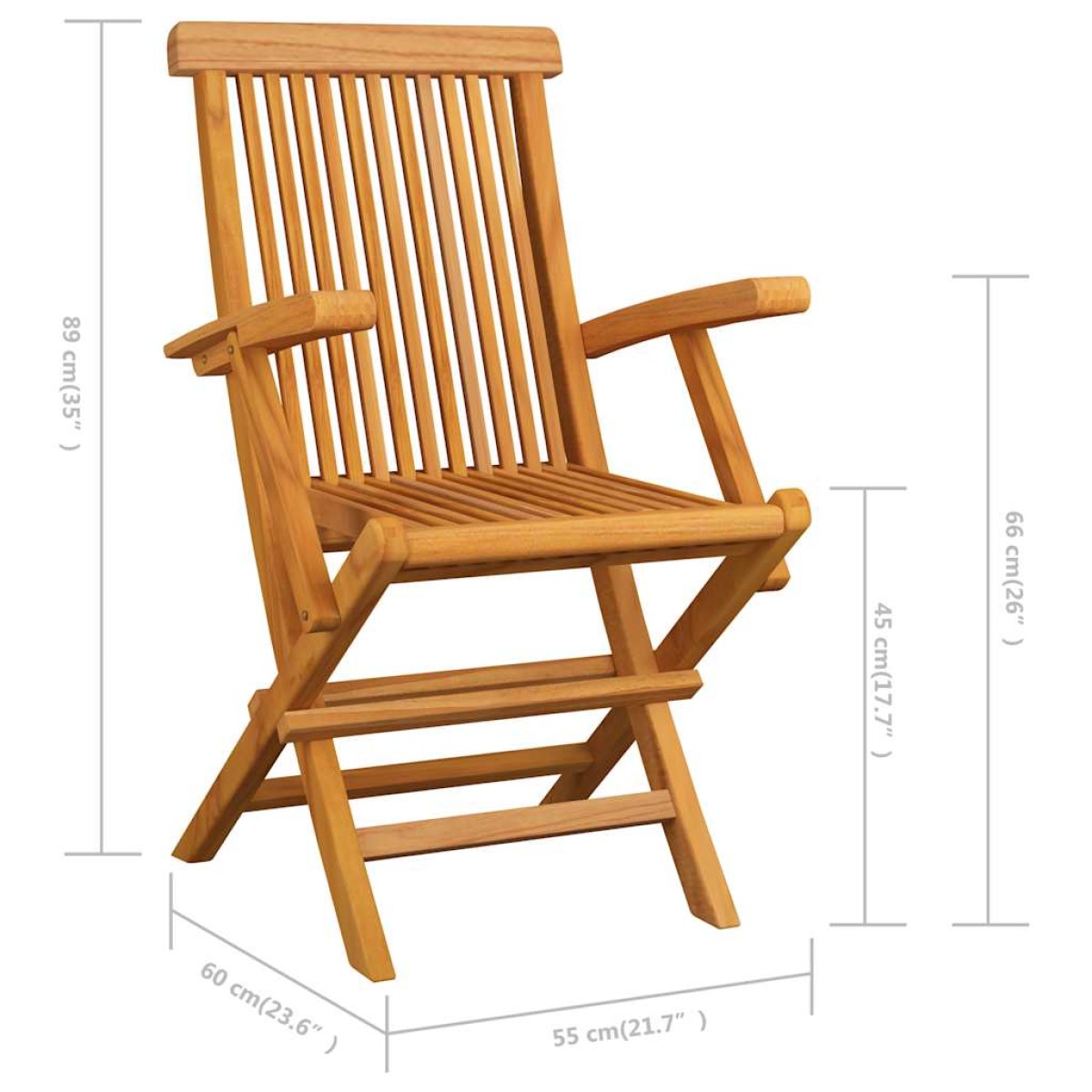 vidaXL Καρέκλες Κήπου 3 τεμ. από Μασίφ Ξύλο Teak