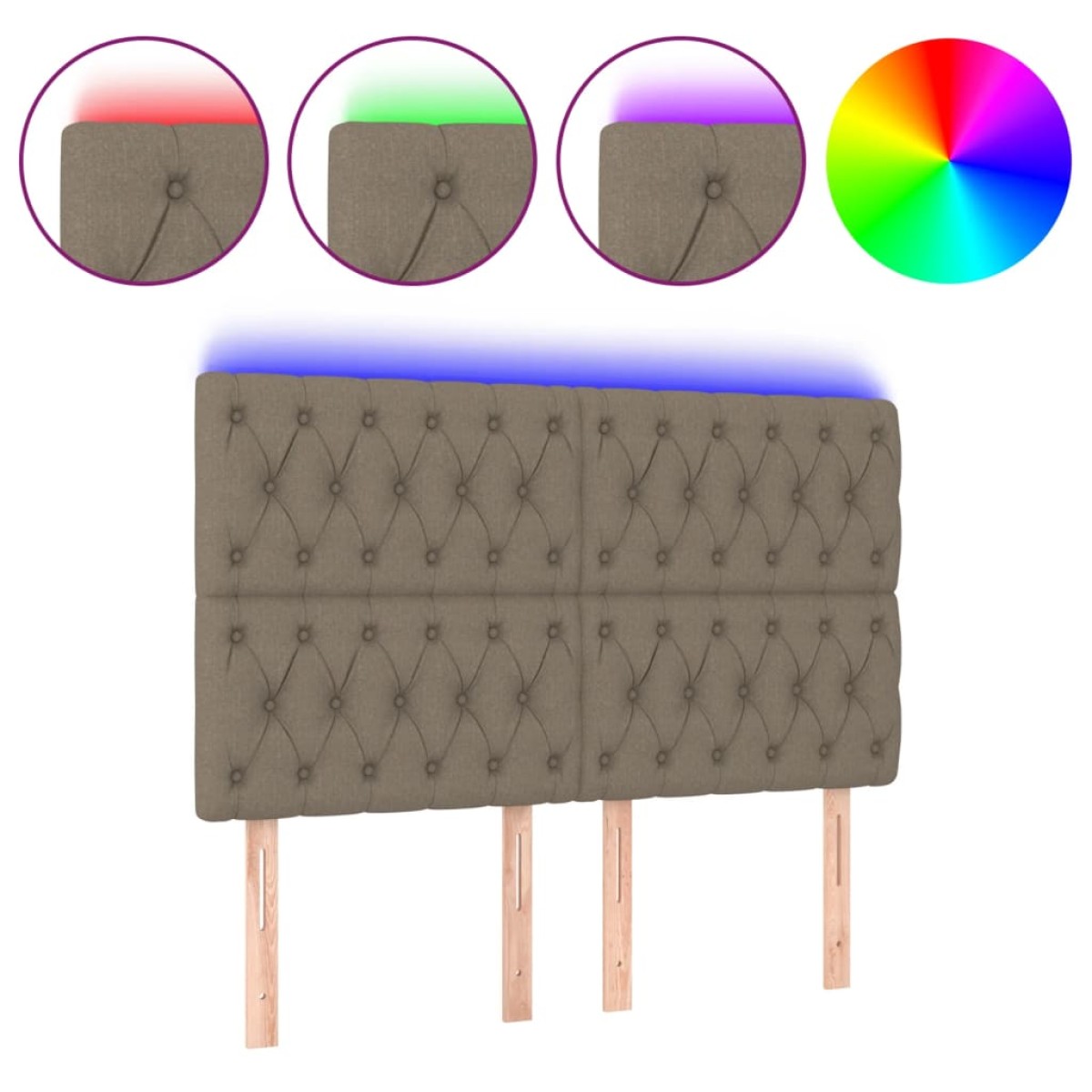 vidaXL Κεφαλάρι Κρεβατιού LED Taupe 160x7x118/128 εκ. Υφασμάτινο