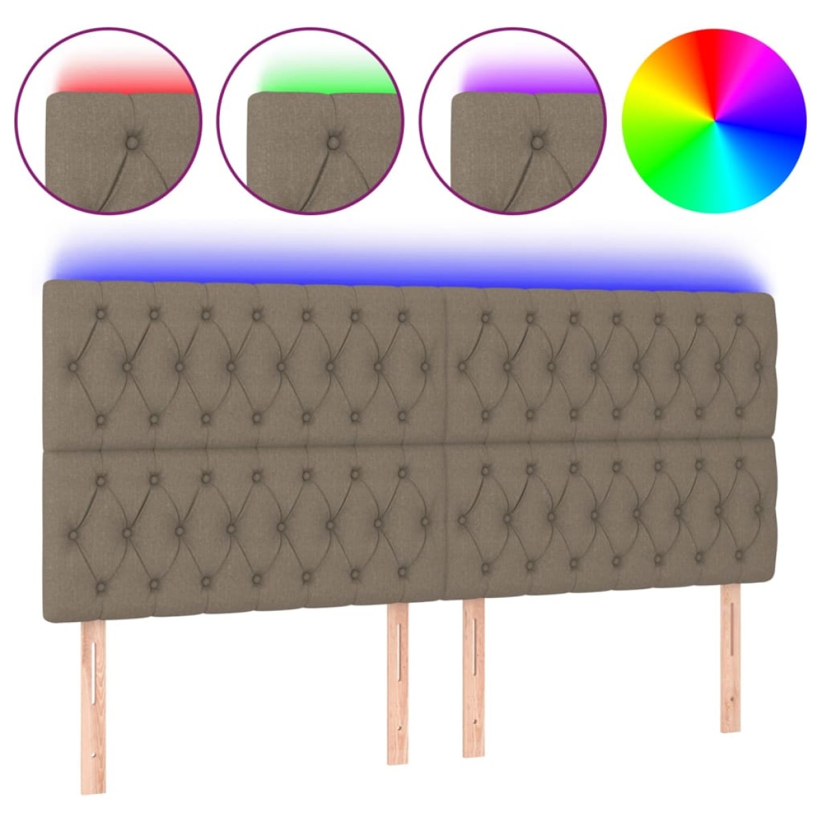 vidaXL Κεφαλάρι Κρεβατιού LED Taupe 180x7x118/128 εκ. Υφασμάτινο