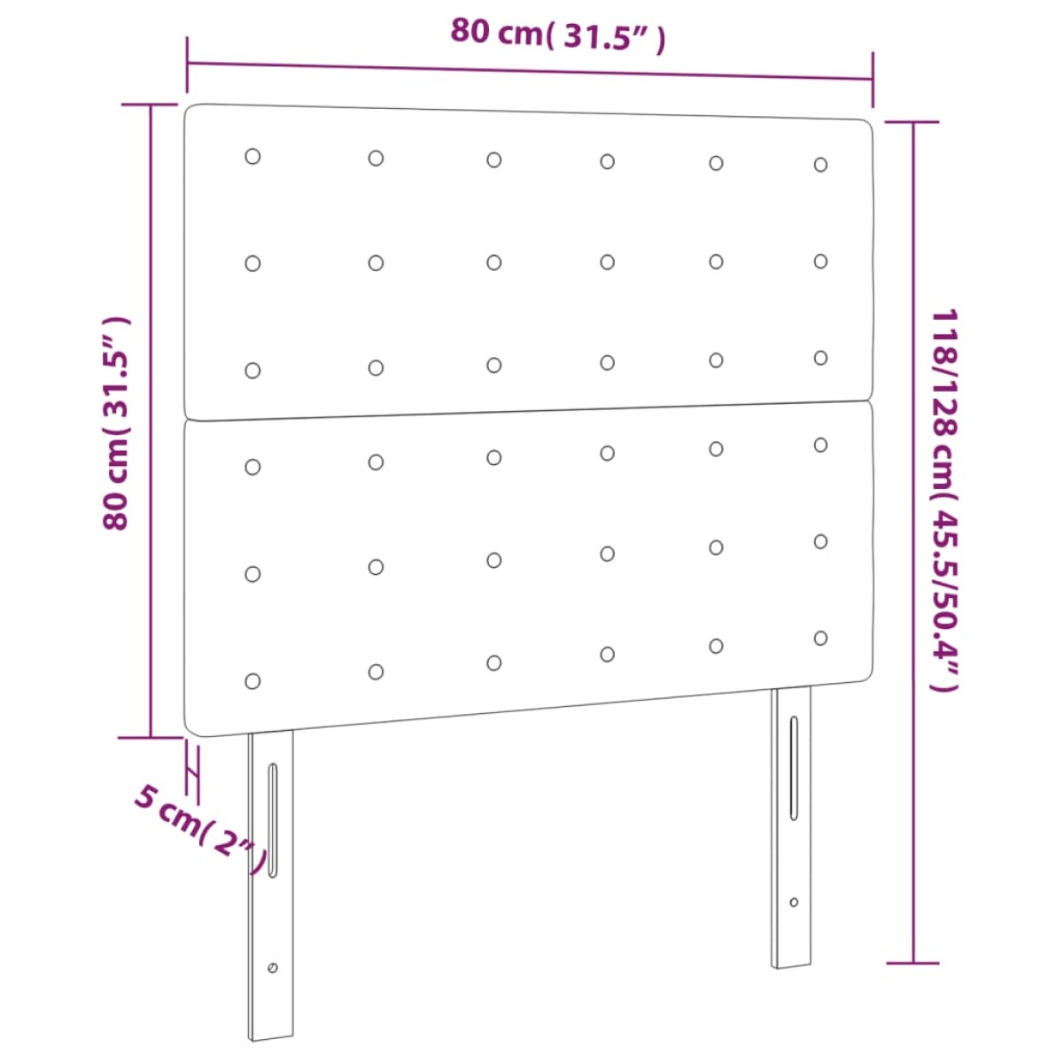 vidaXL Κεφαλάρι Κρεβατιού LED Ανοιχτό Γκρι 80x5x118/128 εκ. Βελούδινο