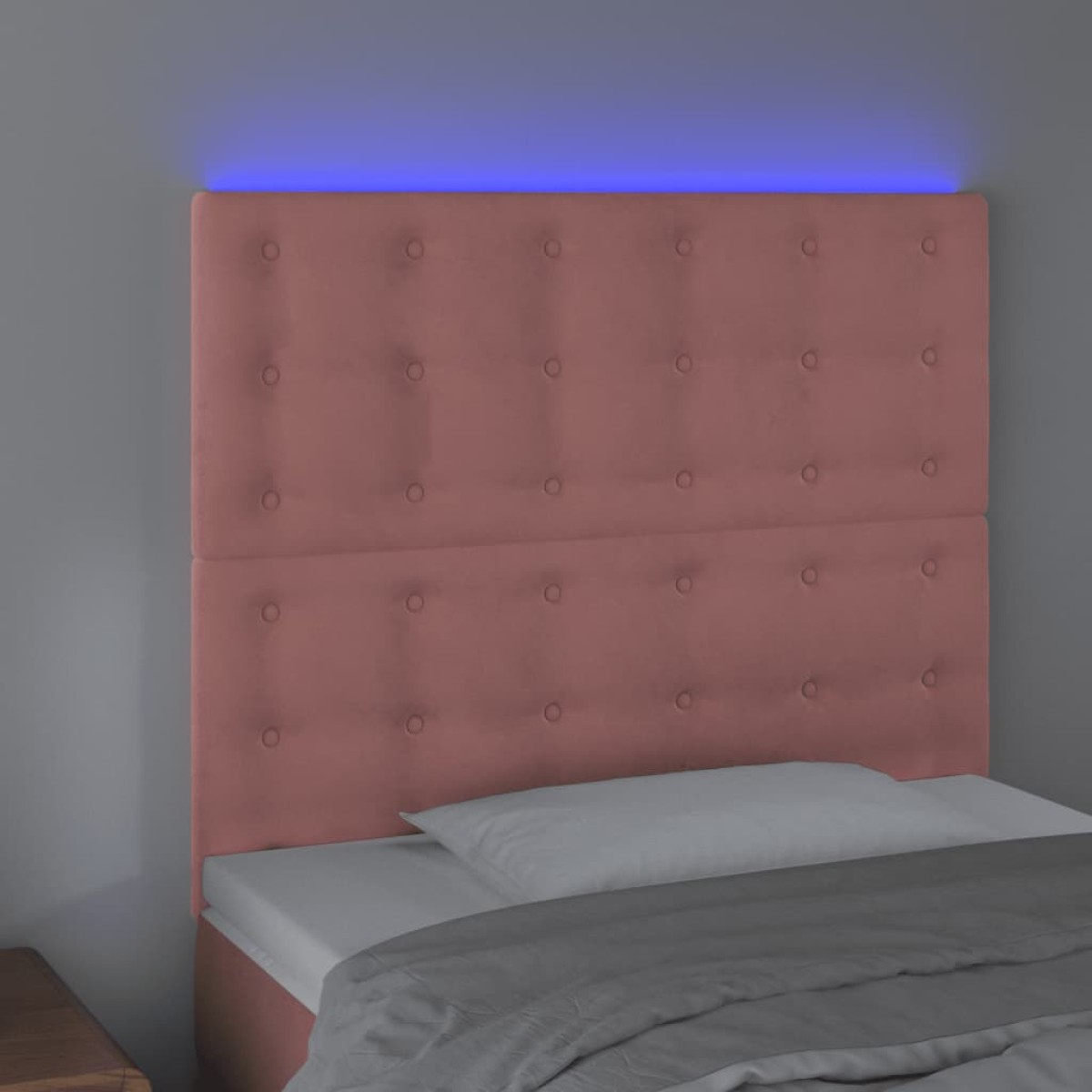 vidaXL Κεφαλάρι Κρεβατιού LED Ροζ 80x5x118/128 εκ. Βελούδινο
