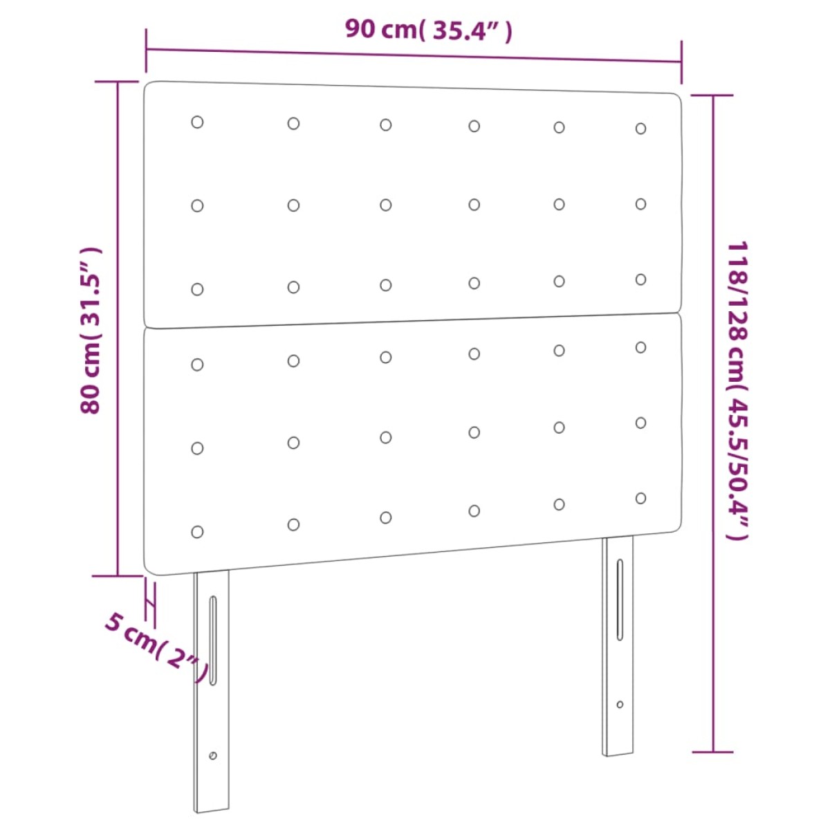 vidaXL Κεφαλάρι Κρεβατιού LED Ανοιχτό Γκρι 90x5x118/128 εκ. Βελούδινο