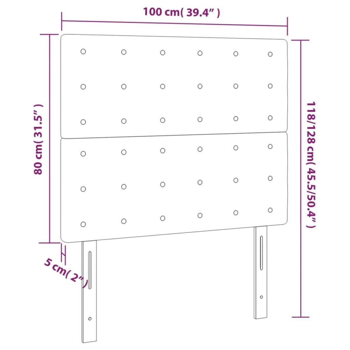 vidaXL Κεφαλάρι Κρεβατιού LED Ανοιχτό Γκρι 100x5x118/128 εκ. Βελούδινο
