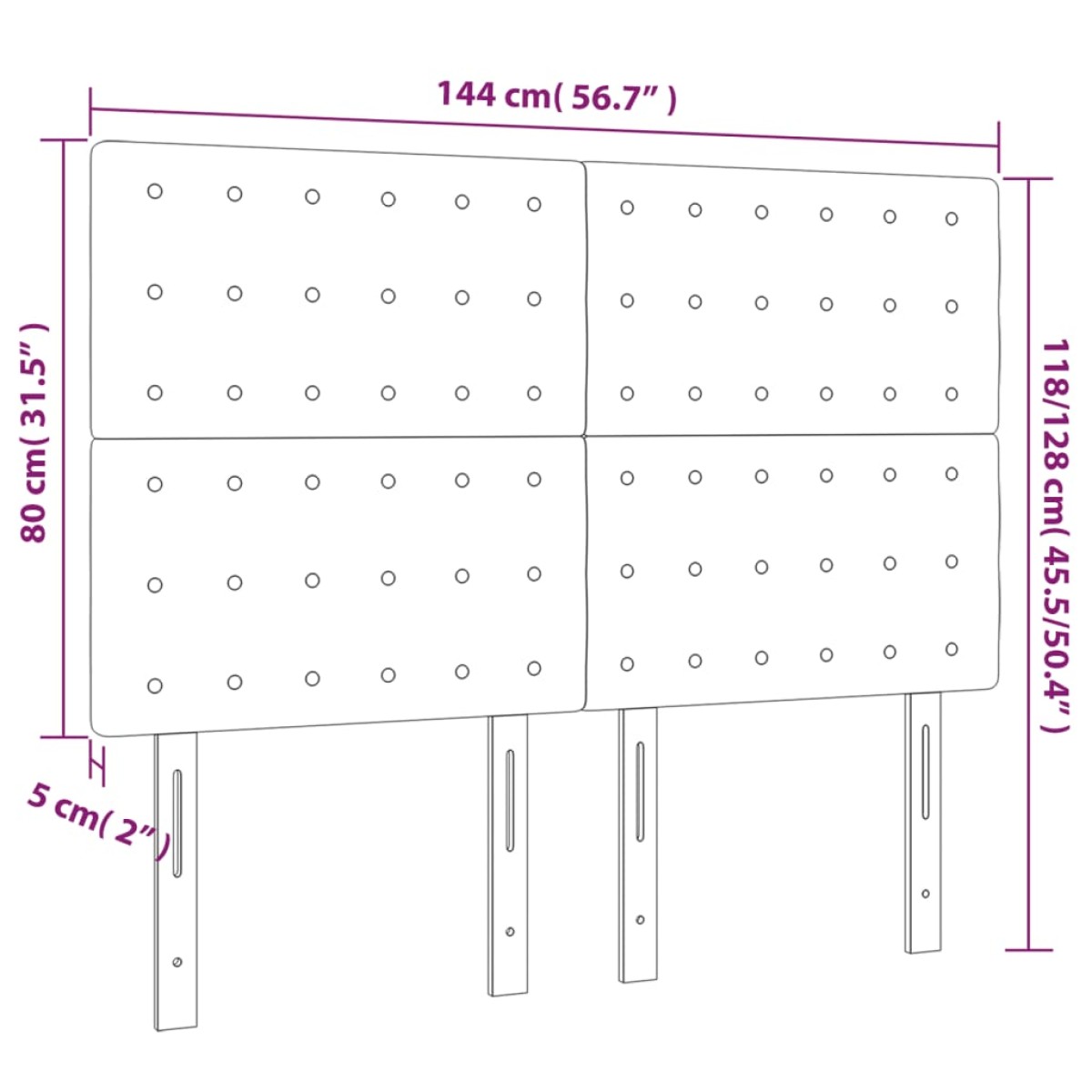 vidaXL Κεφαλάρι Κρεβατιού LED Ροζ 144x5x118/128 εκ. Βελούδινο