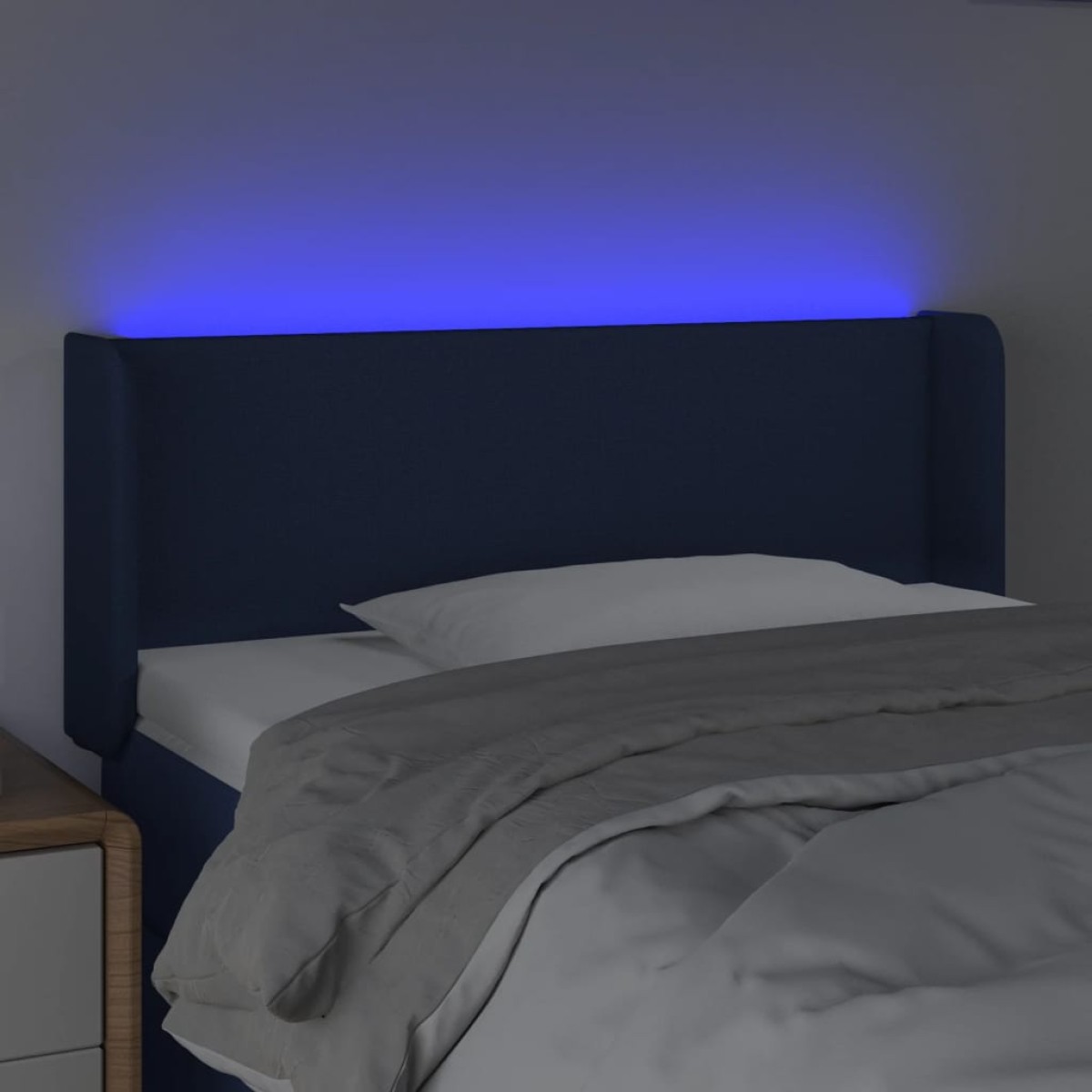 vidaXL Κεφαλάρι Κρεβατιού LED Μπλε 103x16x78/88 εκ. Υφασμάτινο