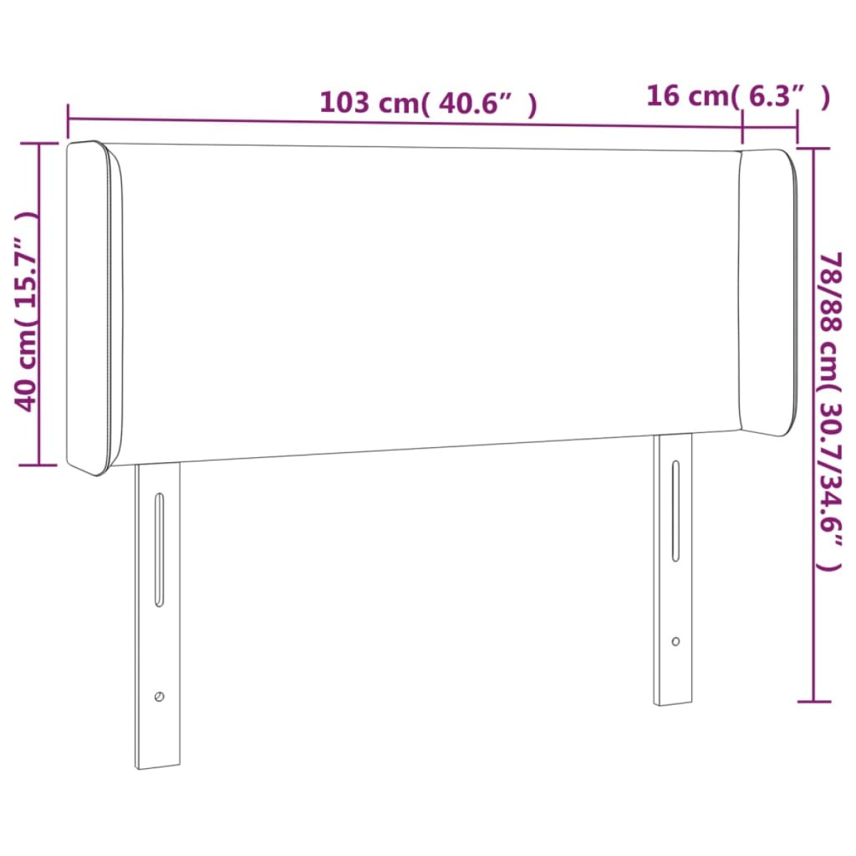 vidaXL Κεφαλάρι Κρεβατιού LED Μπλε 103x16x78/88 εκ. Υφασμάτινο