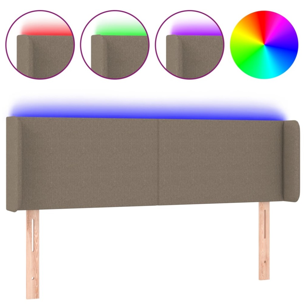 vidaXL Κεφαλάρι Κρεβατιού LED Taupe 147x16x78/88 εκ. Υφασμάτινο