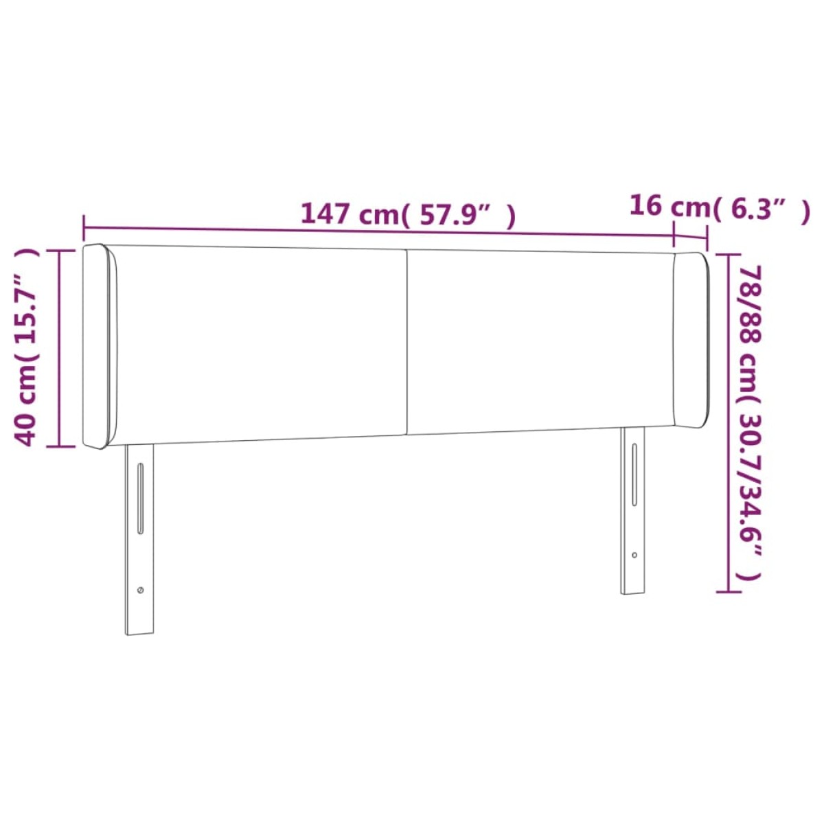 vidaXL Κεφαλάρι Κρεβατιού LED Taupe 147x16x78/88 εκ. Υφασμάτινο