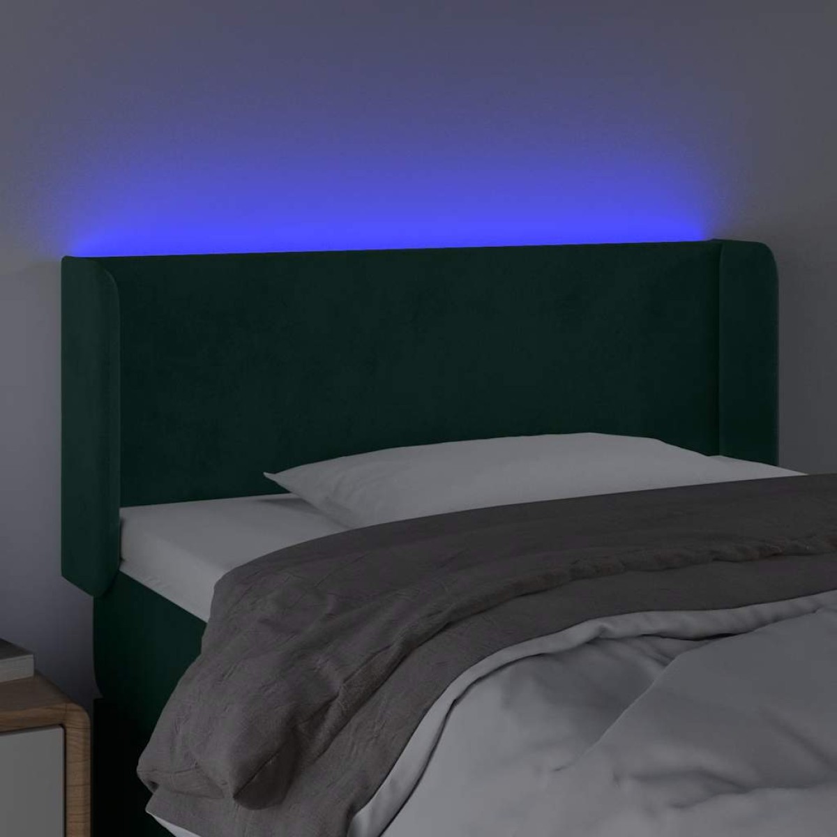 vidaXL Κεφαλάρι Κρεβατιού LED Σκούρο Πράσινο 83x16x78/88 εκ. Βελούδινο