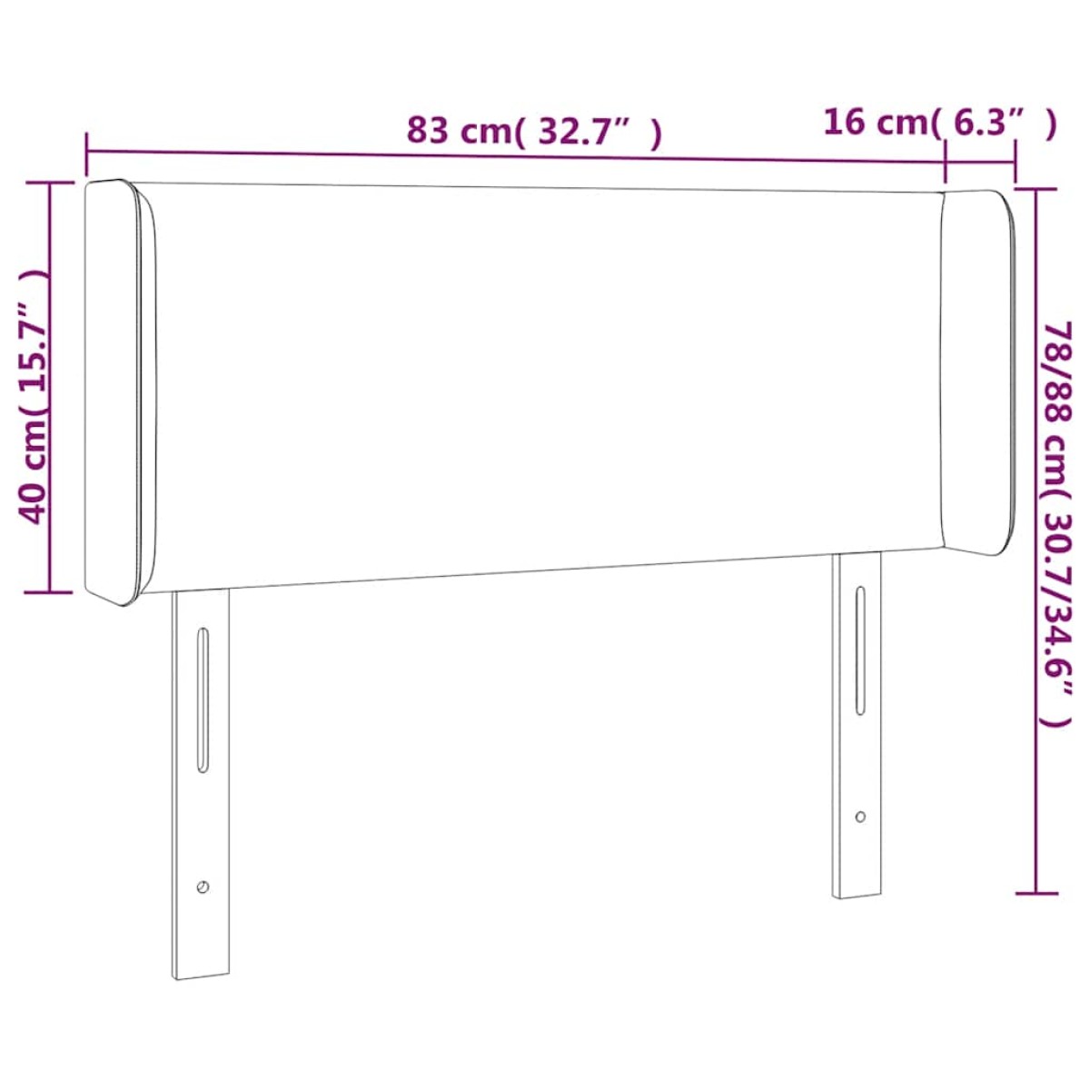vidaXL Κεφαλάρι Κρεβατιού LED Σκούρο Πράσινο 83x16x78/88 εκ. Βελούδινο