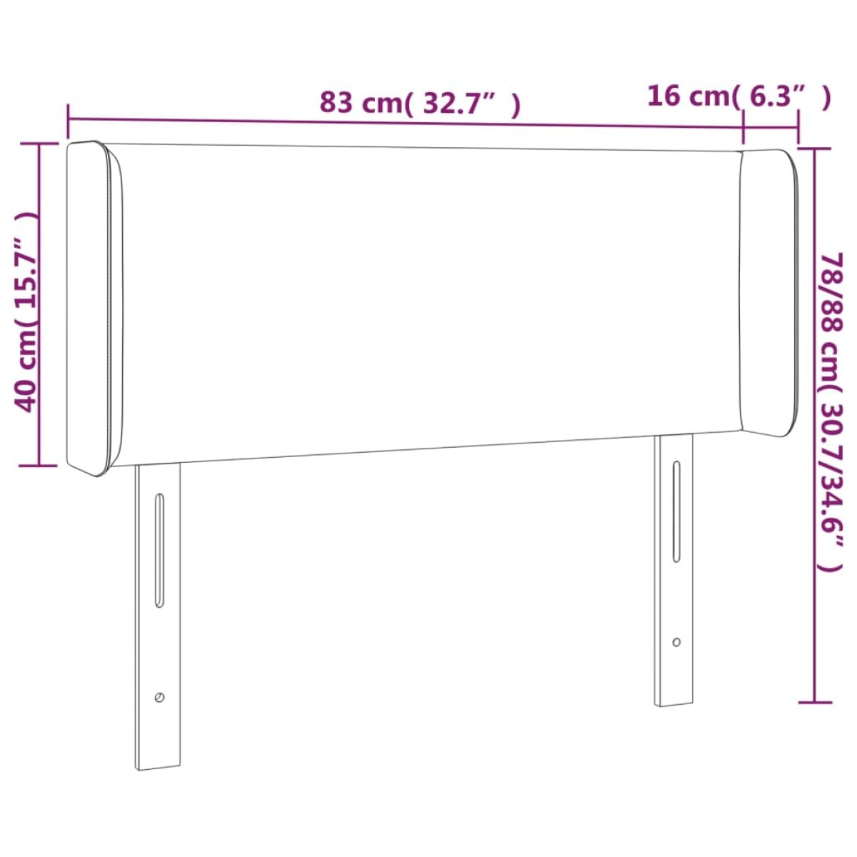 vidaXL Κεφαλάρι Κρεβατιού LED Ροζ 83x16x78/88 εκ. Βελούδινο