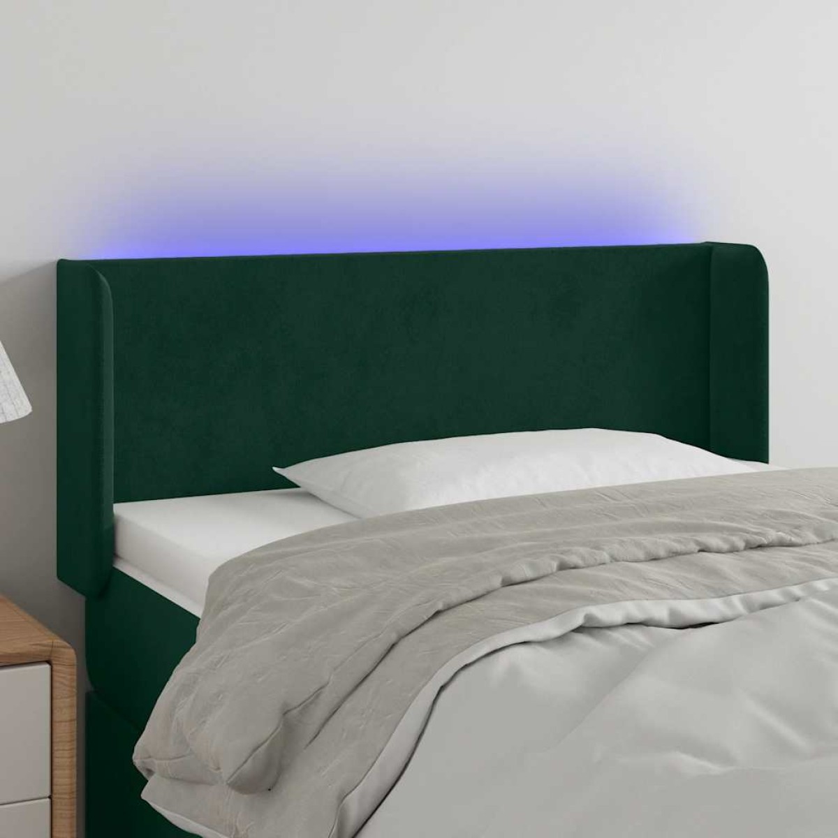 vidaXL Κεφαλάρι Κρεβατιού LED Σκούρο Πράσινο 103x16x78/88εκ. Βελούδινο