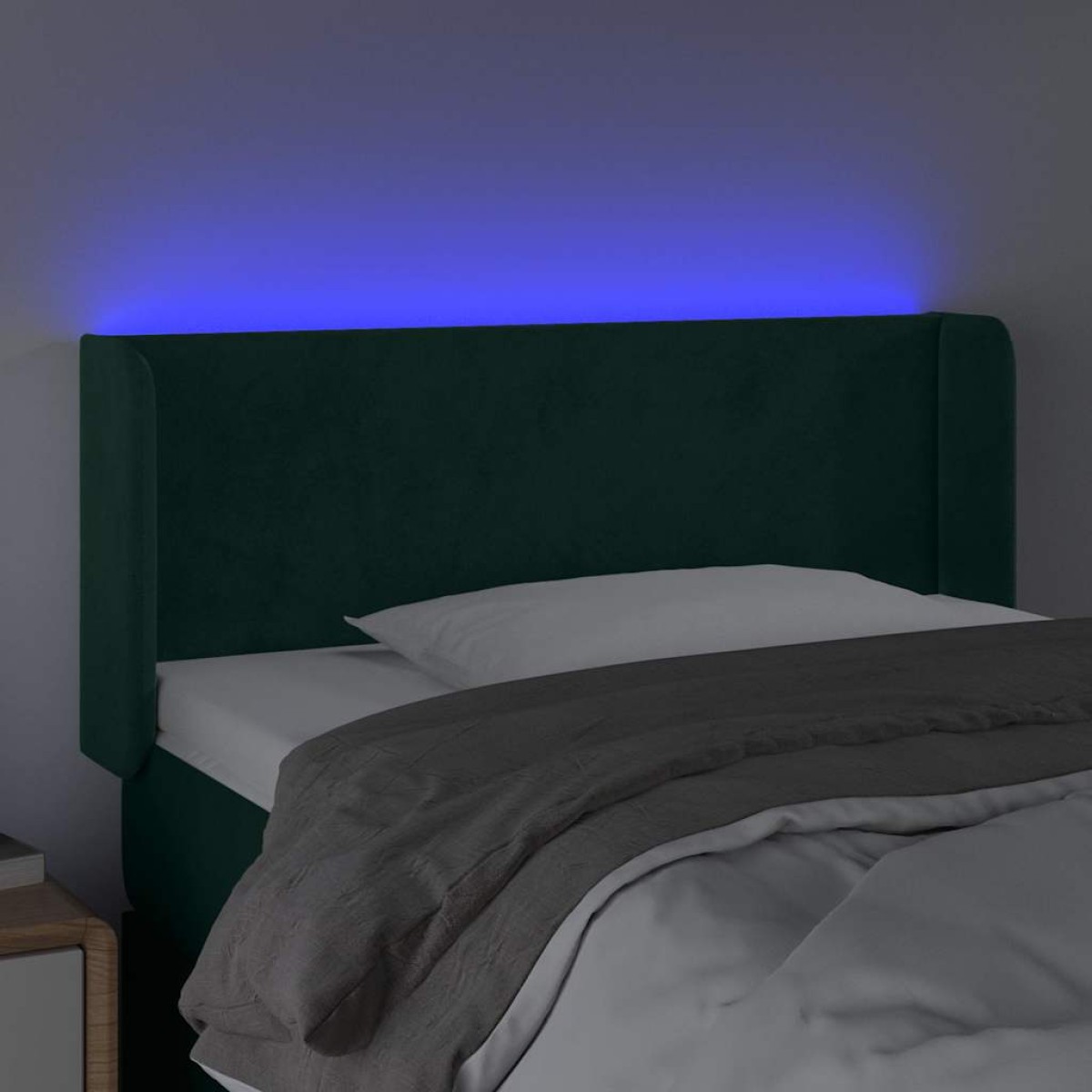 vidaXL Κεφαλάρι Κρεβατιού LED Σκούρο Πράσινο 103x16x78/88εκ. Βελούδινο