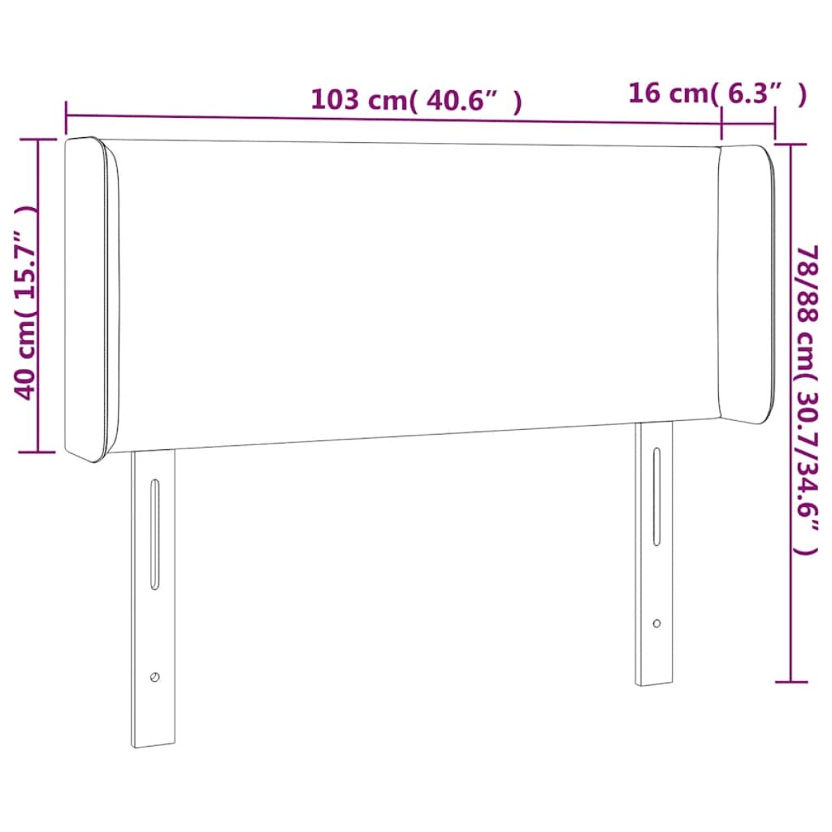 vidaXL Κεφαλάρι Κρεβατιού LED Σκούρο Πράσινο 103x16x78/88εκ. Βελούδινο