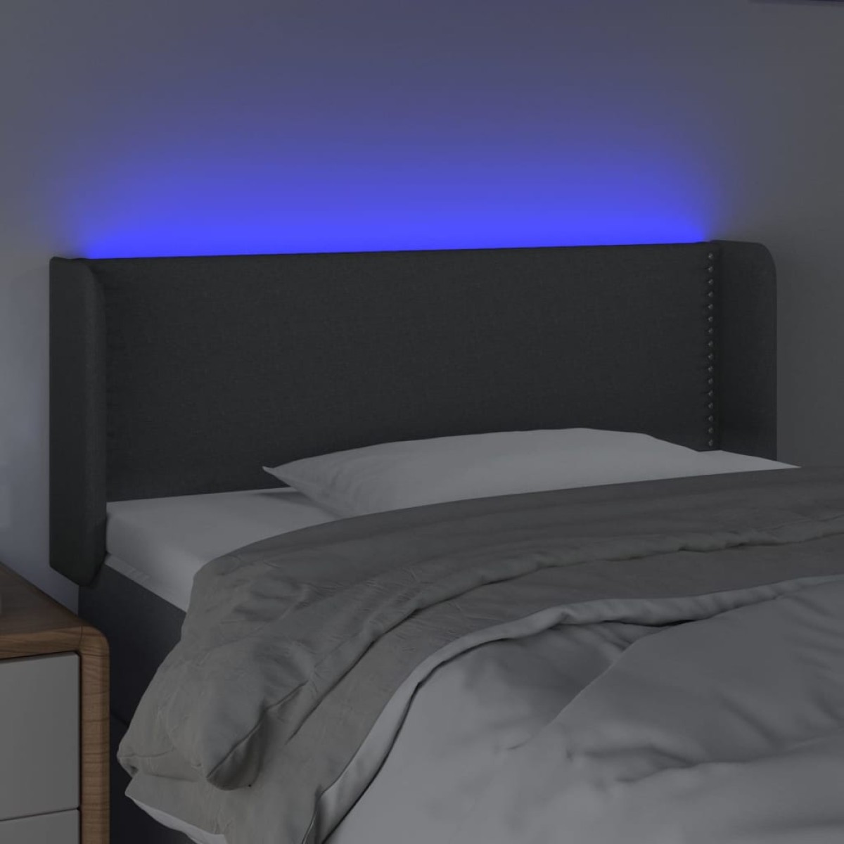 vidaXL Κεφαλάρι Κρεβατιού LED Σκούρο Γκρι 83x16x78/88 εκ. Υφασμάτινο