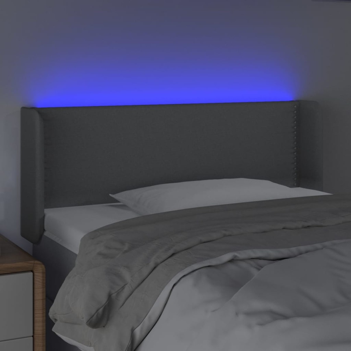 vidaXL Κεφαλάρι Κρεβατιού LED Ανοιχτό Γκρι 93x16x78/88 εκ. Υφασμάτινο