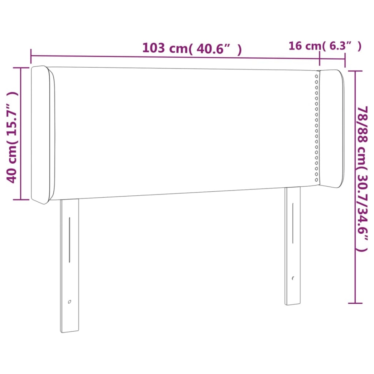 vidaXL Κεφαλάρι Κρεβατιού LED Ανοιχτό Γκρι 103x16x78/88 εκ. Υφασμάτινο