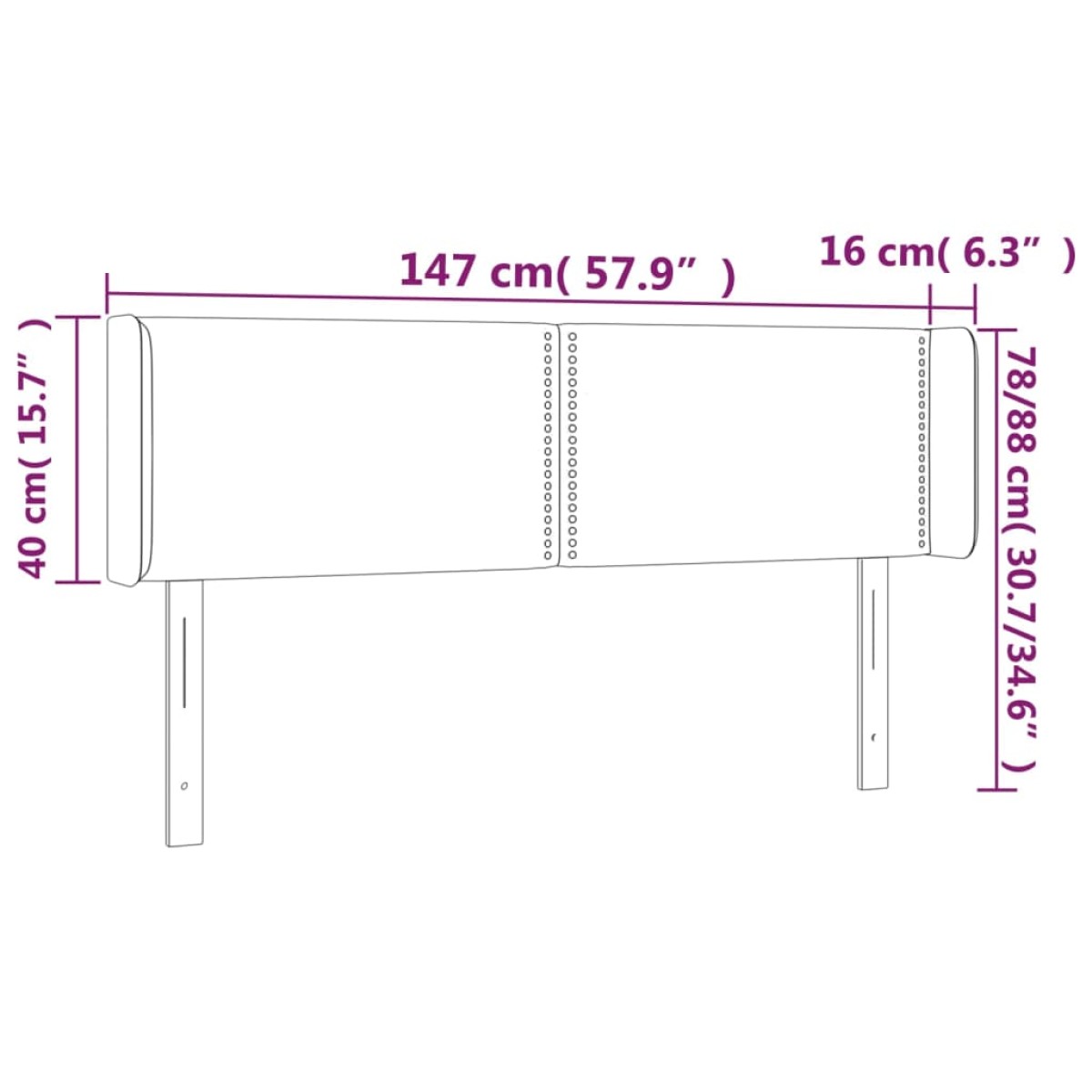 vidaXL Κεφαλάρι Κρεβατιού LED Σκούρο Γκρι 147x16x78/88 εκ. Υφασμάτινο