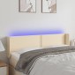 vidaXL Κεφαλάρι Κρεβατιού LED Κρεμ 147x16x78/88 εκ. Υφασμάτινο