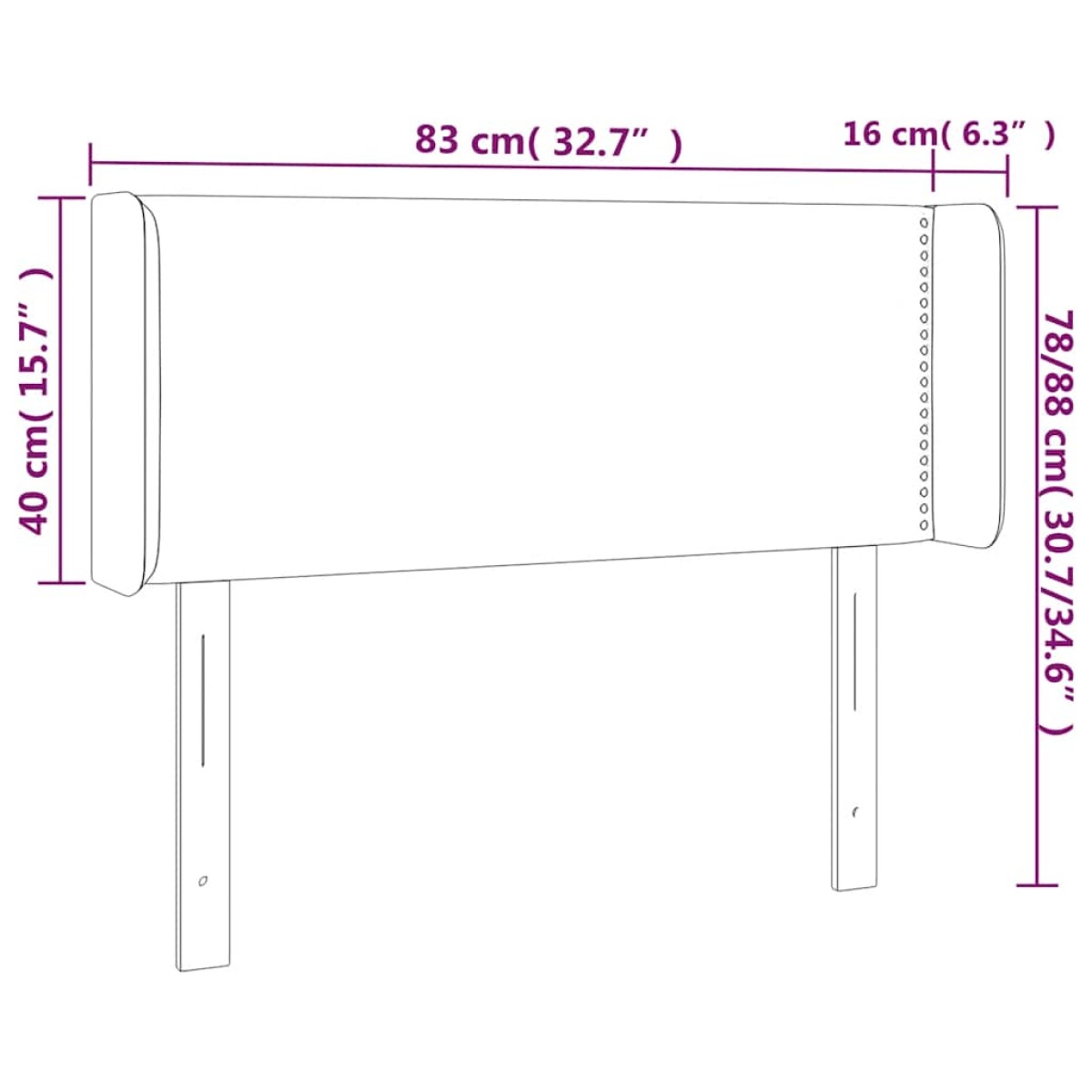 vidaXL Κεφαλάρι Κρεβατιού LED Σκούρο Πράσινο 83x16x78/88 εκ. Βελούδινο