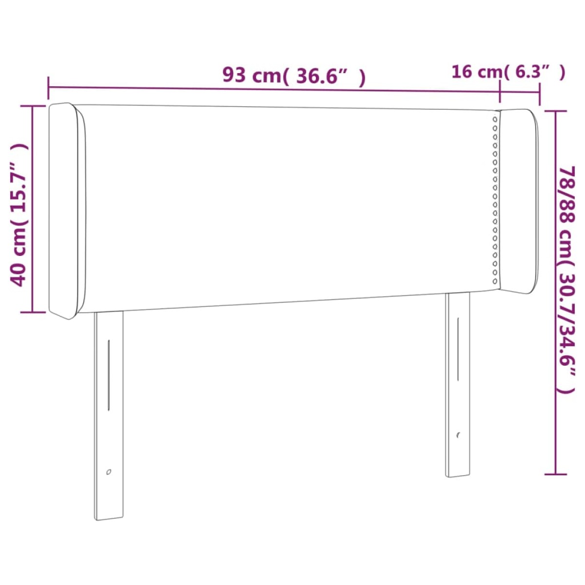 vidaXL Κεφαλάρι Κρεβατιού LED Σκούρο Γκρι 93x16x78/88 εκ. Βελούδινο