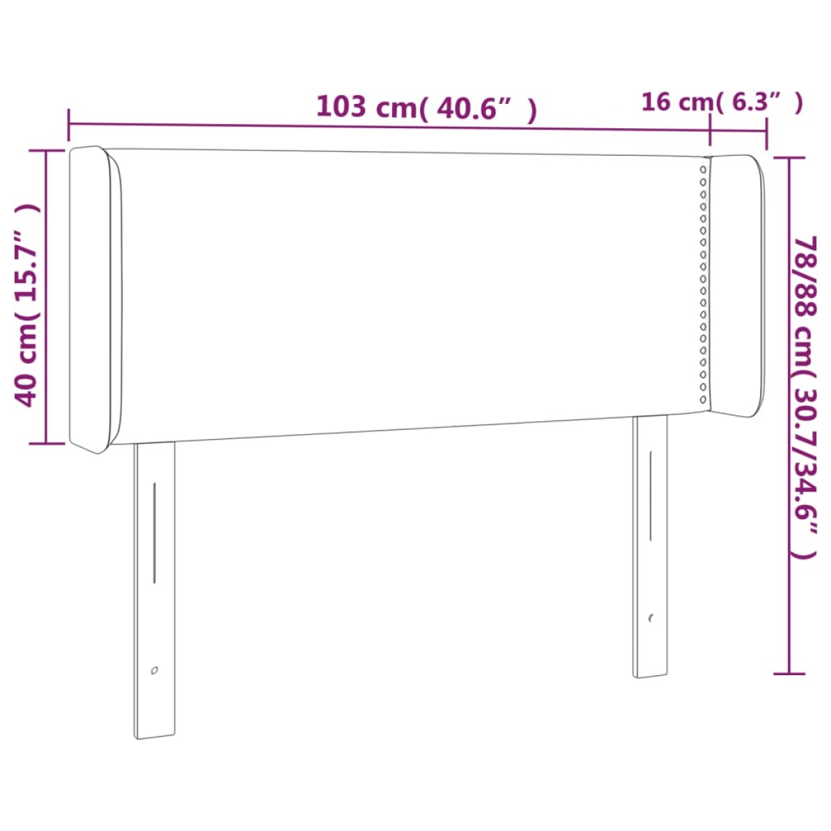 vidaXL Κεφαλάρι Κρεβατιού LED Σκούρο Γκρι 103x16x78/88 εκ. Βελούδινο