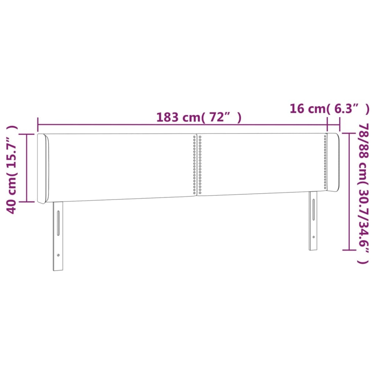 vidaXL Κεφαλάρι Κρεβατιού LED Ροζ 183x16x78/88 εκ. Βελούδινο