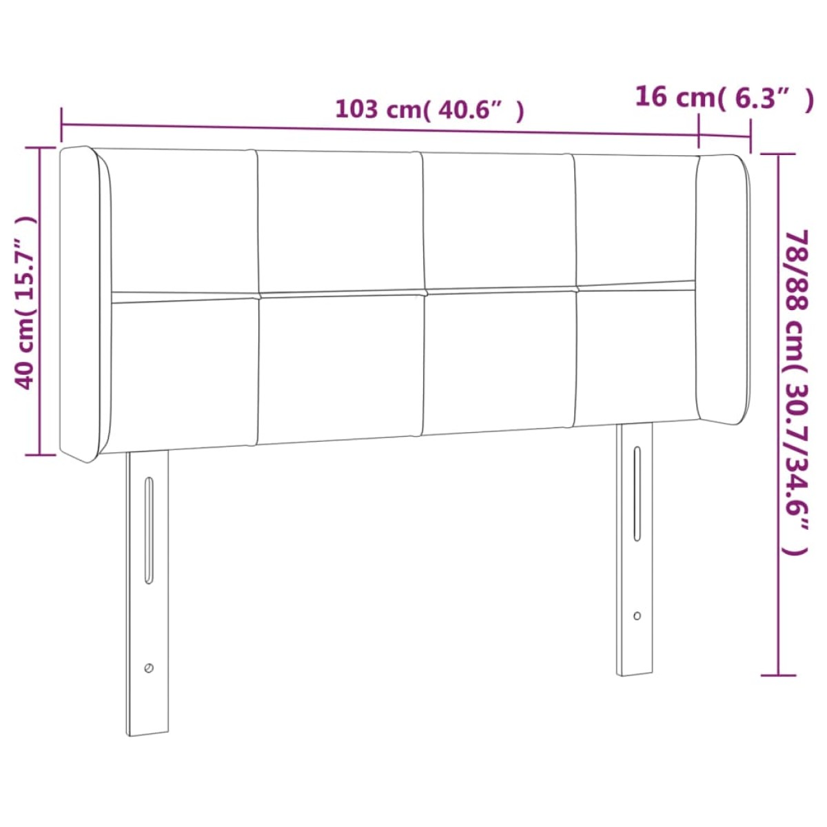 vidaXL Κεφαλάρι Κρεβατιού LED Κρεμ 103x16x78/88 εκ. Υφασμάτινο
