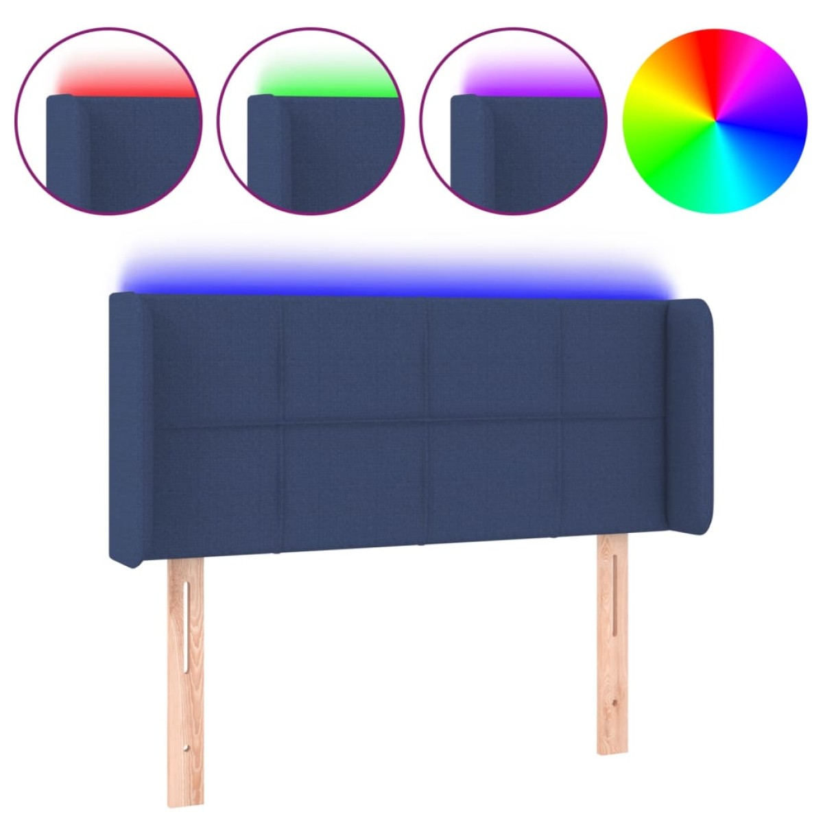 vidaXL Κεφαλάρι Κρεβατιού LED Μπλε 103x16x78/88 εκ. Υφασμάτινο