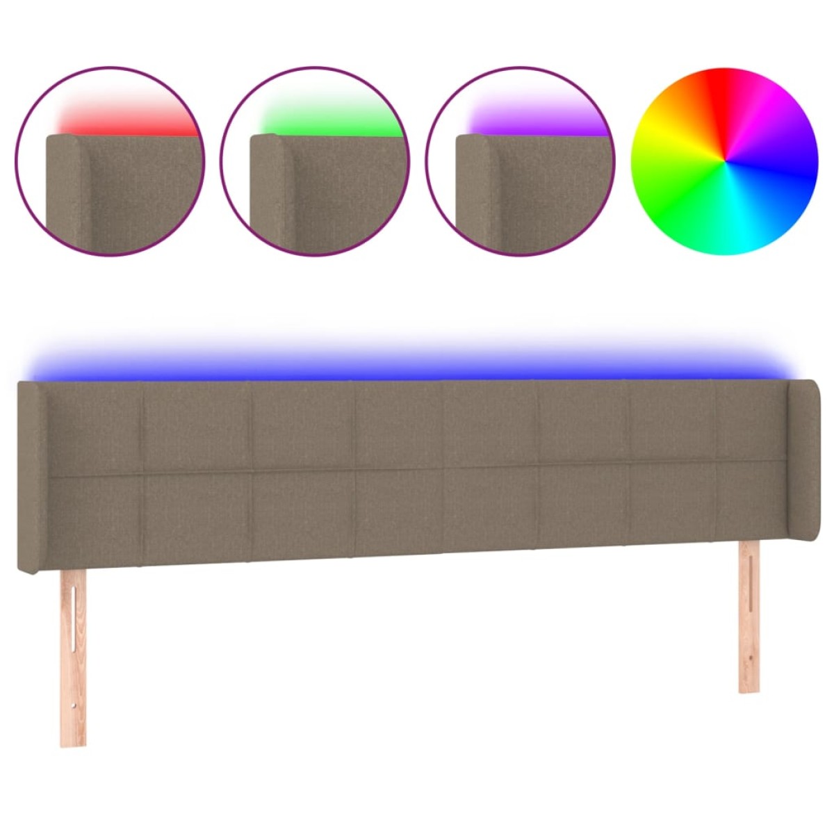 vidaXL Κεφαλάρι Κρεβατιού LED Taupe 163x16x78/88 εκ. Υφασμάτινο