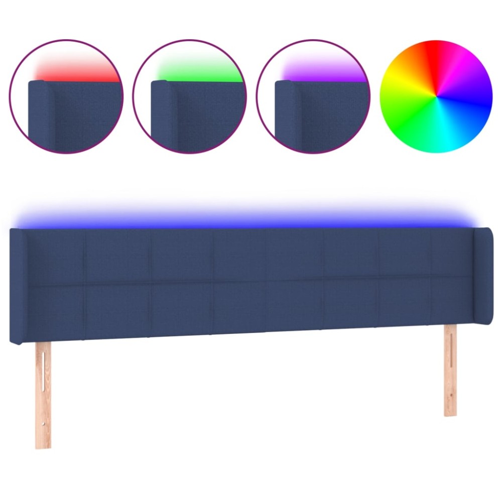 vidaXL Κεφαλάρι Κρεβατιού LED Μπλε 163x16x78/88 εκ. Υφασμάτινο