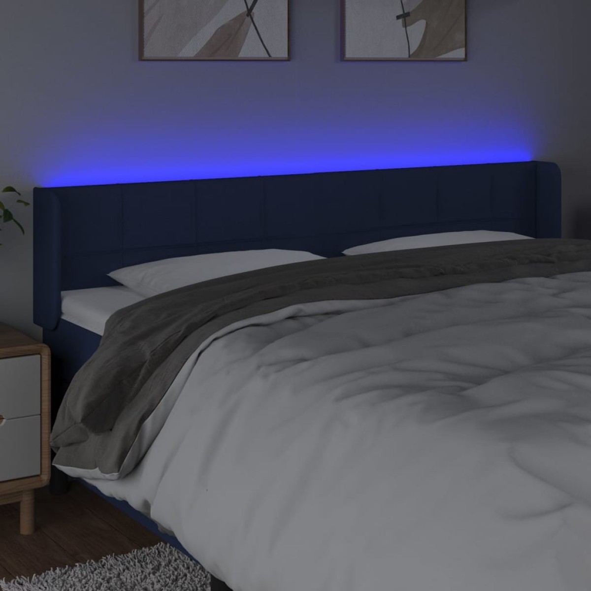 vidaXL Κεφαλάρι Κρεβατιού LED Μπλε 163x16x78/88 εκ. Υφασμάτινο
