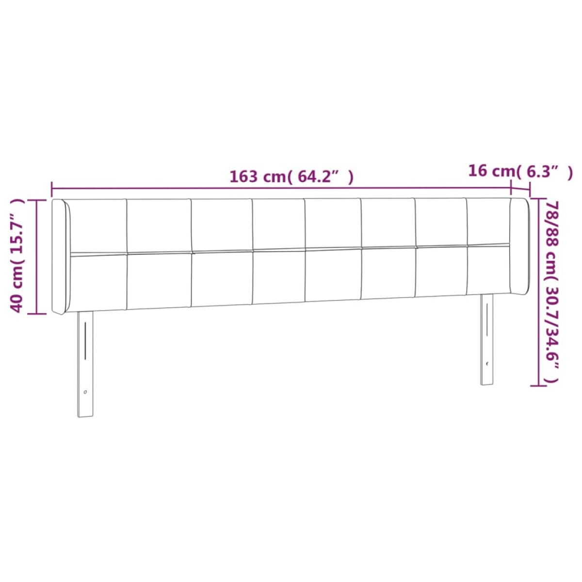 vidaXL Κεφαλάρι Κρεβατιού LED Μπλε 163x16x78/88 εκ. Υφασμάτινο