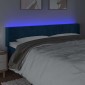 vidaXL Κεφαλάρι Κρεβατιού LED Σκούρο Μπλε 203x16x78/88 εκ. Βελούδινο
