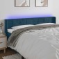 vidaXL Κεφαλάρι Κρεβατιού LED Σκούρο Μπλε 203x16x78/88 εκ. Βελούδινο