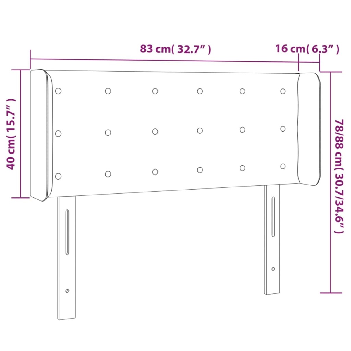 vidaXL Κεφαλάρι Κρεβατιού LED Μαύρο 83x16x78/88 εκ. Συνθετ. Δέρμα