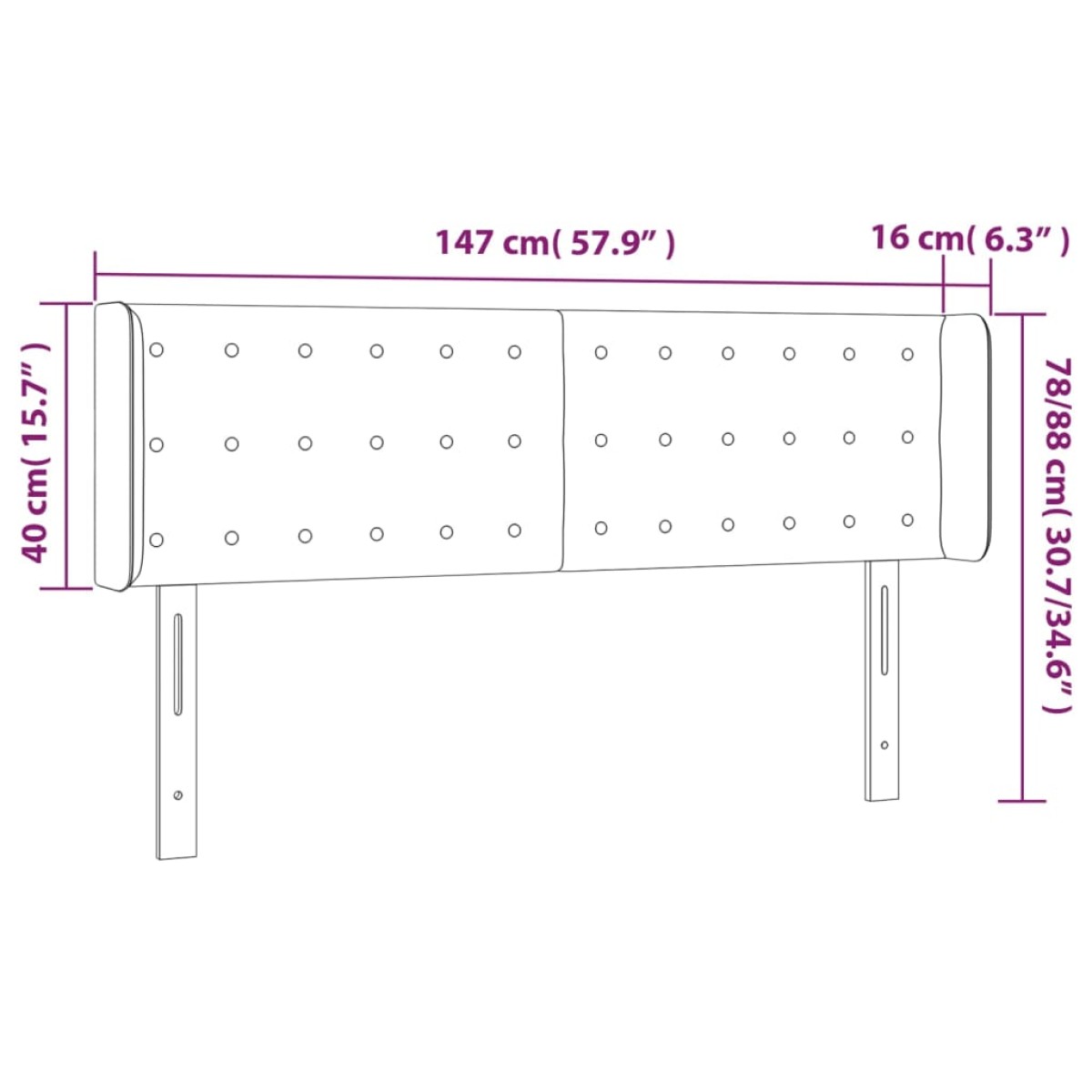 vidaXL Κεφαλάρι Κρεβατιού LED Καπουτσίνο 147x16x78/88εκ. Συνθετ. Δέρμα