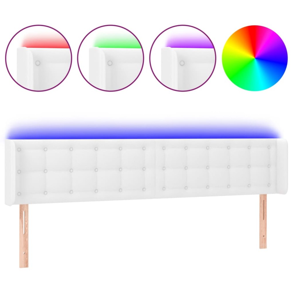 vidaXL Κεφαλάρι Κρεβατιού LED Λευκό 163x16x78/88 εκ. Συνθετ. Δέρμα